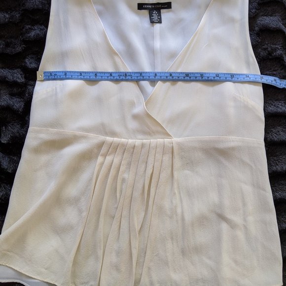 Kenneth Cole Silk Chiffon VNeck Sleeveless Blous 4 - Picture 6 of 7